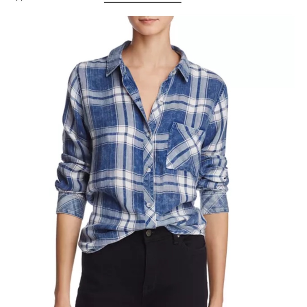 Rails Blue and White Plaid Button Down Shirt